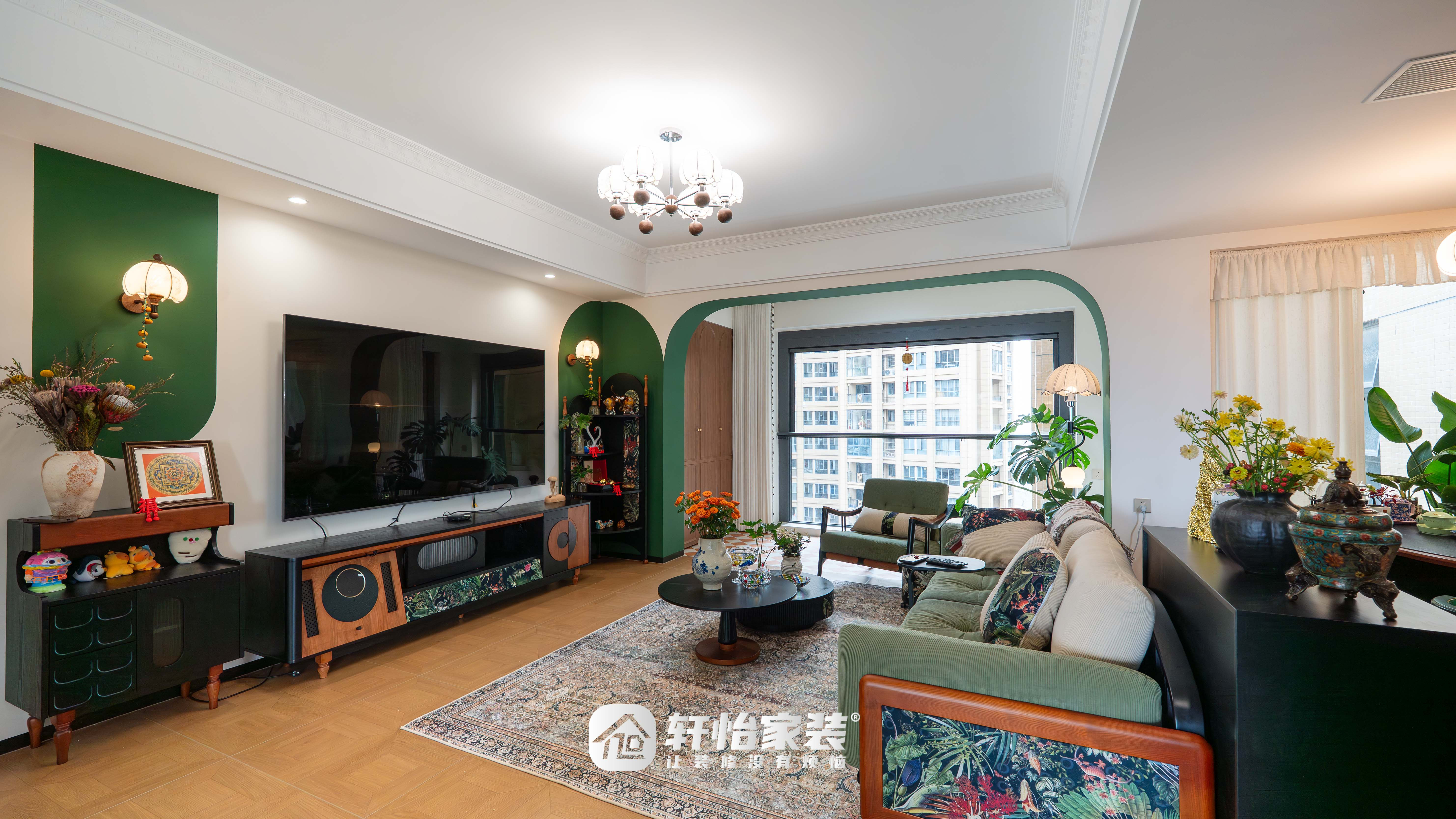 轩怡家装五宅一生｜180㎡拆墙借位扩容，住进电影质感的南洋复古家